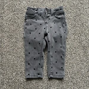 Old Navy Baby Girl Black Polka Dot Denim Pants, Size 6-12 Months